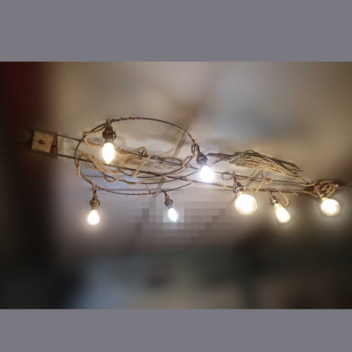 luminaire plafonier acier et bois floté